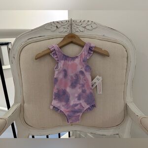 🦢 3~6 Mth Cute Purple and Pink Tie-Dye Baby Swimsuit